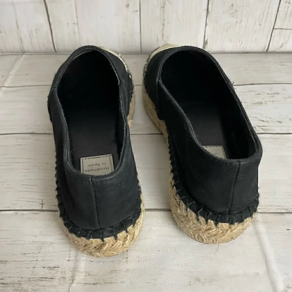Atelier Costa Gold And Black Espadrille- Handmade In Spain Size 37 or 5.5